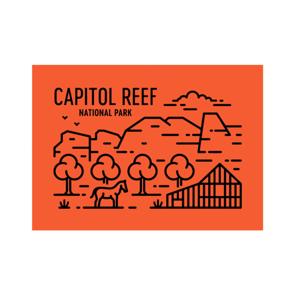 Capitol Reef National Park Orange Doodle Postcard Fell